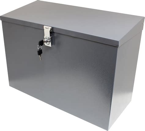 metal lidded lockable box|storage boxes with locking lids.